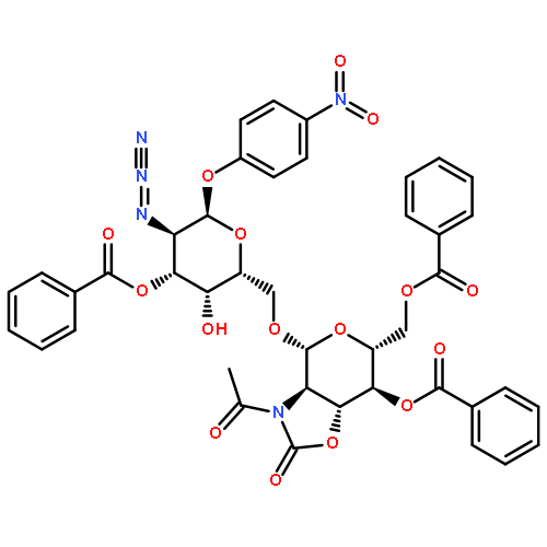 p-nitrophenyl 2-acetamido-4,6-di-O-benzoyl-2,3-N,O-carbonyl-2-deoxy-β-D-glucopyranosyl-(1->6)-2-azido-3-O-benzoyl-2-deoxy-α-D-galactopyranoside