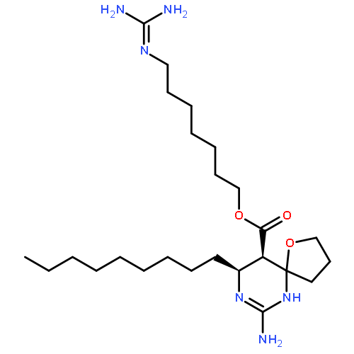 1-Oxa-6,8-diazaspiro[4.5]dec-6-ene-10-carboxylicacid, 7-amino-9-nonyl-, 7-[(aminoiminomethyl)amino]heptyl ester,(5R,9R,10S)-rel-(+)- (9CI)