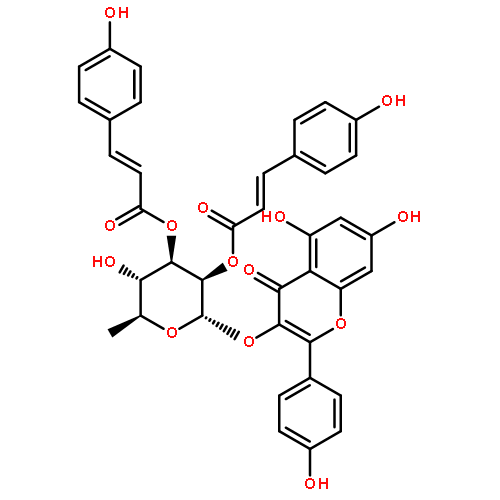 5,7-dihydroxy-2-(4-hydroxyphenyl)-4-oxo-4H-chromen-3-yl 6-deoxy-2,3-bis-O-[(2E)-3-(4-hydroxyphenyl)prop-2-enoyl]-alpha-L-mannopyranoside