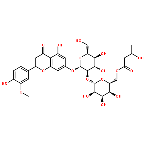 3,4-dihydro-5-hydroxy-2-(4-hydroxy-3-methoxyphenyl)-4-oxo-2H-chromen-7-yl 2-O-[6-O-(3-hydroxybutanoyl)-beta-D-glucopyranosyl]-beta-D-glucopyranoside