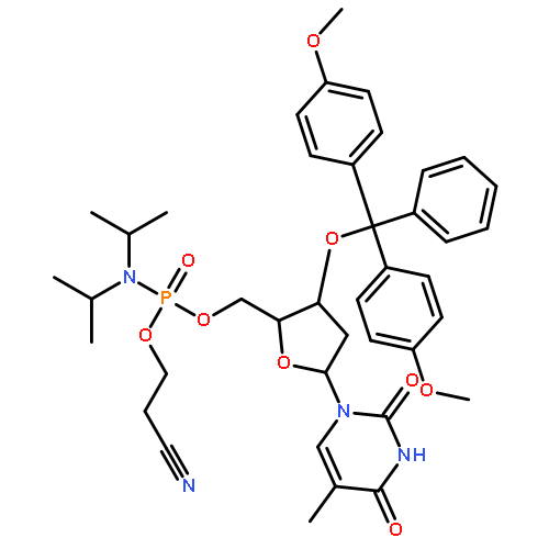 3-[[(2r,3s,5r)-3-[bis(4-methoxyphenyl)-phenylmethoxy]-5-(5-methyl-2,4-dioxopyrimidin-1-yl)oxolan-2-yl]methoxy-[di(propan-2-yl)amino]phosphoryl]oxypropanenitrile