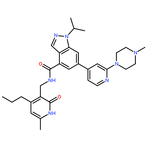 1-(1-Methylethyl)-N-[(6-methyl-2-oxo-4-propyl-1,2-dihydro-3-pyridinyl)methyl]-6-[2-(4-methyl-1-piperazinyl)-4-pyridinyl]-1H-indazole-4-carboxamide