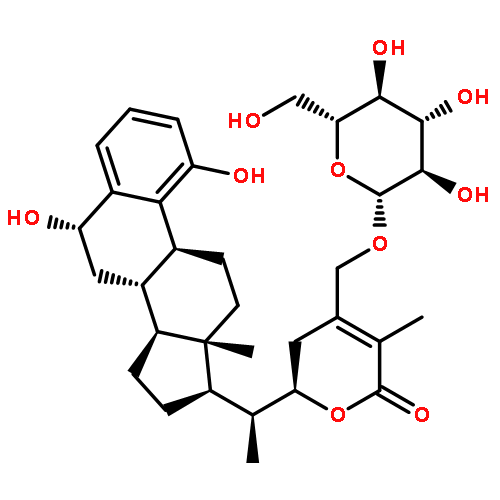 28-O-beta-D-glucopyranosyl-1,6alpha-dihydroxy-19-norwitha-1,3,5(10),24-tetraenolide