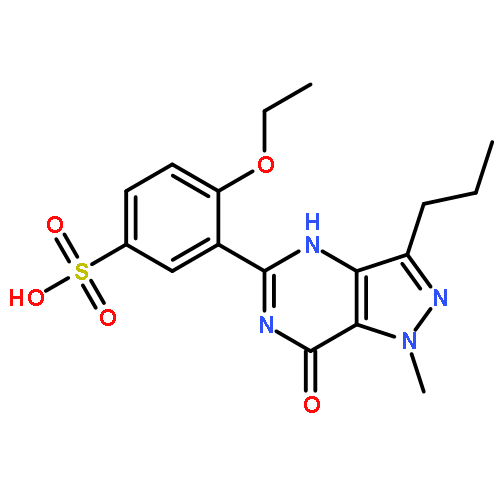 Imp. D (Pharmeuropa): 4-Ethoxy-3-(1-methyl-7-oxo-3-propyl-6,7-dihydro-1Hpyrazolo[4,3-d]-pyrimidin-5-yl)benzenesulfonic Acid(3-(4,7-Dihydro-1-methyl-7-oxo-3-propyl-1Hpyrazolo[4,3-d]pyrimidin-5-yl)-4-ethoxybenzenesulfonicAcid)