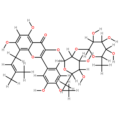 4'-methoxy-3',5,7-trihydroxy-8-(3,3-dimethylallyl)flavonol 3-O-alpha-L-rhamnopyranosyl(1->2)-alpha-L-rhamnopyranoside