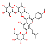 4H-1-Benzopyran-4-one,3-[[6-deoxy-3-O-(6-deoxy-a-L-mannopyranosyl)-a-L-mannopyranosyl]oxy]-7-(b-D-glucopyranosyloxy)-5-hydroxy-2-(4-methoxyphenyl)-8-(3-methyl-2-butenyl)-(9CI)