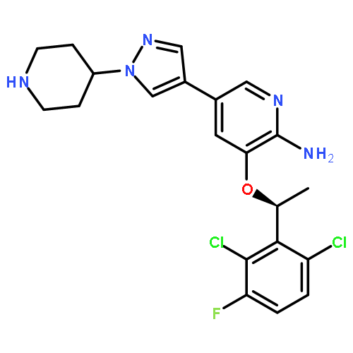 2-?Pyridinamine, 3-?[(1S)?-?1-?(2,?6-?dichloro-?3-?fluorophenyl)?ethoxy]?-?5-?[1-?(4-?piperidinyl)?-?1H-?pyrazol-?4-?yl]?-