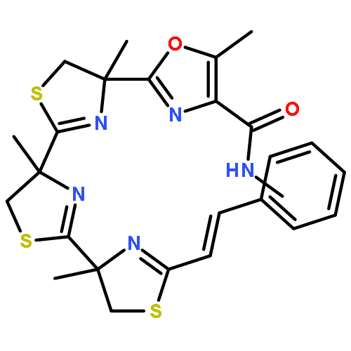 N,5-dimethyl-2-{(4R,4'S,4''S)-4,4',4''-trimethyl-2''-[(E)-2-phenylethenyl]-4,4',4'',5,5',5''-hexahydro-2,4':2',4''-ter-1,3-thiazol-4-yl}-1,3-oxazole-4-carboxamide