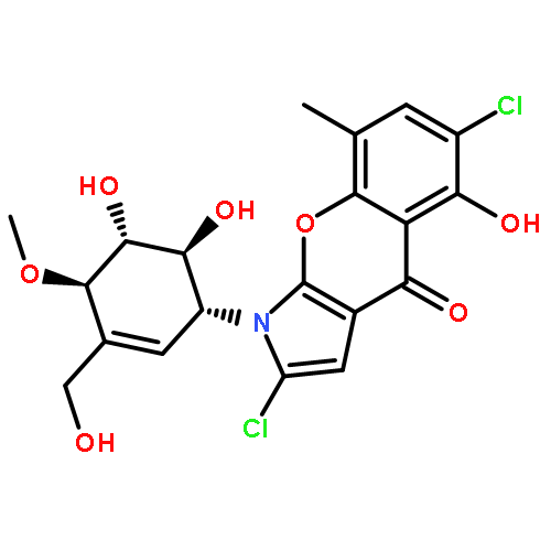 [1]Benzopyrano[2,3-b]pyrrol-4(1H)-one,2,6-dichloro-1-[(1R,4R,5R,6S)-5,6-dihydroxy-3-(hydroxymethyl)-4-methoxy-2-cyclohexen-1-yl]-5-hydroxy-8-methyl-