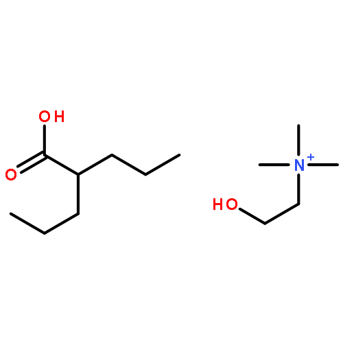 2-hydroxyethyl-trimethyl-ammonium; 2-propylpentanoic acid