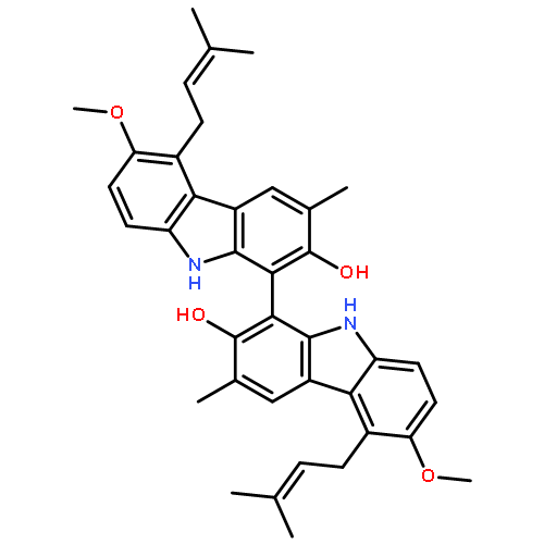 6,6'-dimethoxy-3,3'-dimethyl-5,5'-bis(3-methylbut-2-en-1-yl)[1,1'-bi-9H-carbazole]2,2'-diol