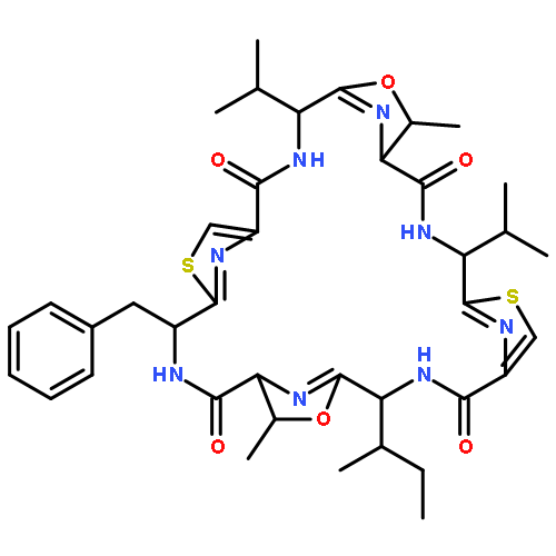 6,20-Dioxa-13,27-dithia-3,10,17,24,29,30,31,32-octaazapentacyclo[24.2.1.15,8.112,15.119,22]dotriaconta-5(32),12(31),14,19(30),26(29),28-hexaene-2,9,16,23-tetrone,7,21-dimethyl-4,11-bis(1-methylethyl)-18-(1-methylpropyl)-25-(phenylmethyl)-,(4S,7R,8S,11R,18S,21R,22S,25R)- (9CI)