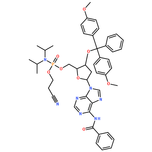 Adenosine,N-benzoyl-3'-O-[bis(4-methoxyphenyl)phenylmethyl]-2'-deoxy-, 5'-[2-cyanoethylbis(1-methylethyl)phosphoramidite] (9CI)