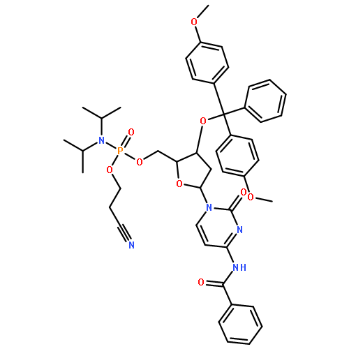 Cytidine,N-benzoyl-3'-O-[bis(4-methoxyphenyl)phenylmethyl]-2'-deoxy-, 5'-[2-cyanoethylbis(1-methylethyl)phosphoramidite] (9CI)