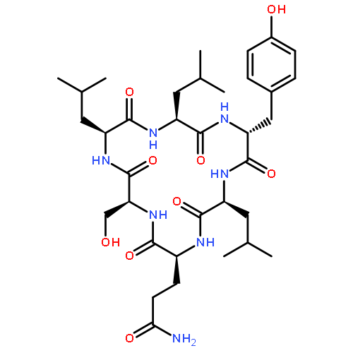 Cyclo(L-glutaminyl-L-seryl-L-leucyl-L-leucyl-D-tyrosyl-L-leucyl)