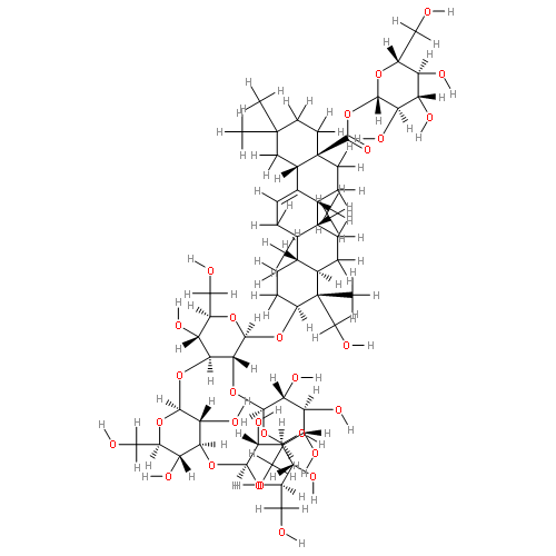 1-O-[(3beta)-3-{[beta-D-glucopyranosyl-(1?2)-[beta-D-glucopyranosyl-(1?3)-beta-D-glucopyranosyl-(1?3)]-beta-D-glucopyranosyl]oxy}-23-hydroxy-28-oxoolean-12-en-28-yl]-beta-D-glucopyranose