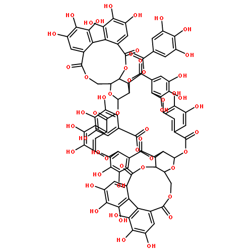 b-D-Allopyranose, cyclic4,6-[(1S)-4,4',5,5',6,6'-hexahydroxy[1,1'-biphenyl]-2,2'-dicarboxylate]2-[2-(5-carboxy-2,3-dihydroxyphenoxy)-3,4,5-trihydroxybenzoate]1-[3-(6-carboxy-2,3,4-trihydroxyphenoxy)-4,5-dihydroxybenzoate]3-(3,4,5-trihydroxybenzoate), cyclic 2®1:1®2-ester with b-D-glucopyranose cyclic4,6-[(1S)-4,4',5,5',6,6'-hexahydroxy[1,1'-biphenyl]-2,2'-dicarboxylate]3-(3,4,5-trihydroxybenzoate) (9CI)