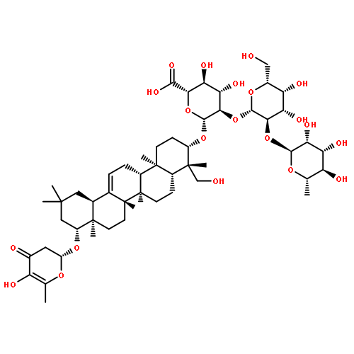 b-D-Glucopyranosiduronic acid, (3b,4b,22b)-22-[[(2R)-3,4-dihydro-5-hydroxy-6-methyl-4-oxo-2H-pyran-2-yl]oxy]-23-hydroxyolean-12-en-3-ylO-6-deoxy-a-L-mannopyranosyl-(1®2)-O-b-D-galactopyranosyl-(1®2)-