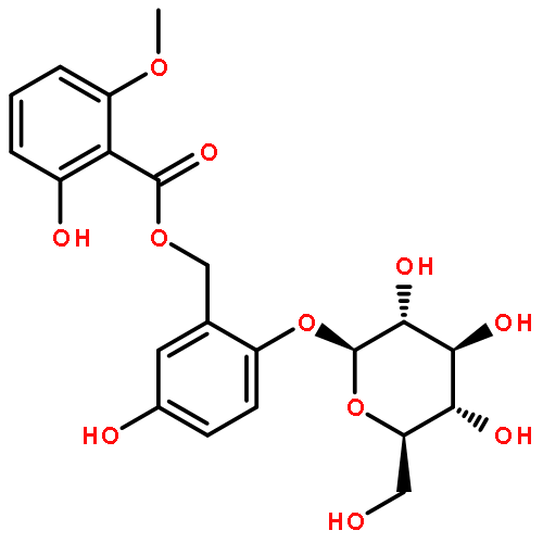 b-D-Glucopyranoside,4-hydroxy-2-[[(2-hydroxy-6-methoxybenzoyl)oxy]methyl]phenyl