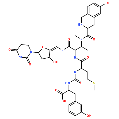 Phenylalanine,N-[[[1-[[[1-[[[[dihydro-3-hydroxy-5-(tetrahydro-2,4-dioxo-1(2H)-pyrimidinyl)-2(3H)-furanylidene]methyl]amino]carbonyl]-2-[methyl[(1,2,3,4-tetrahydro-6-hydroxy-3-isoquinolinyl)carbonyl]amino]propyl]amino]carbonyl]-3-(methylthio)propyl]amino]carbonyl]-3-hydroxy-