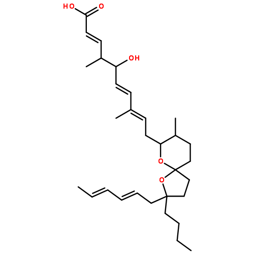 10-(2-butyl-2-hexa-2,4-dienyl-8-methyl-1,10-dioxaspiro[4.5]decan-9-yl)-5-hydroxy-4,8-dimethyldeca-2,6,8-trienoic Acid