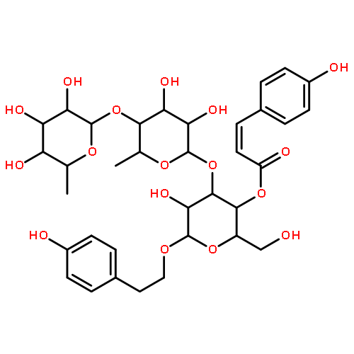 β-?D-?Glucopyranoside, 2-?(4-?hydroxyphenyl)?ethyl O-?6-?deoxy-?α-?L-?mannopyranosyl-?(1→4)?-?O-?6-?deoxy-?α-?L-?mannopyranosyl-?(1→3)?-?, 4-?[(2E)?-?3-?(4-?hydroxyphenyl)?-?2-?propenoate]