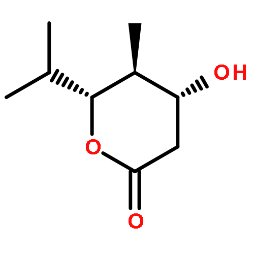 2H-Pyran-2-one,tetrahydro-4-hydroxy-5-methyl-6-(1-methylethyl)-, (4R,5S,6R)-