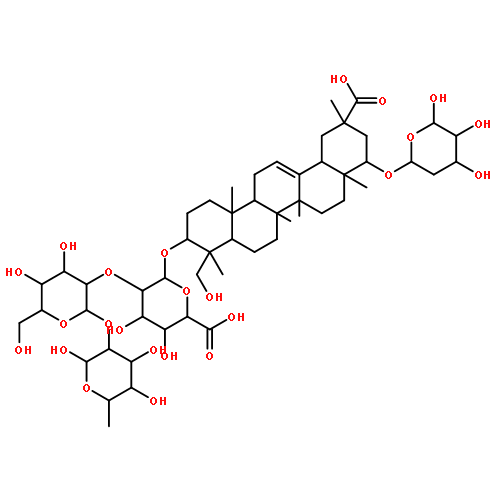 b-D-Glucopyranosiduronic acid, (3b,4b,20a,22b)-22-(a-L-arabinopyranosyloxy)-20-carboxy-23-hydroxy-30-norolean-12-en-3-ylO-6-deoxy-a-L-mannopyranosyl-(1®2)-O-b-D-galactopyranosyl-(1®2)- (9CI)