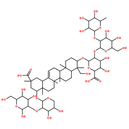 b-D-Glucopyranosiduronic acid, (3b,4b,20a,22b)-20-carboxy-22-[(2-O-b-D-glucopyranosyl-a-L-arabinopyranosyl)oxy]-23-hydroxy-30-norolean-12-en-3-ylO-6-deoxy-a-L-mannopyranosyl-(1®2)-O-b-D-galactopyranosyl-(1®2)- (9CI)