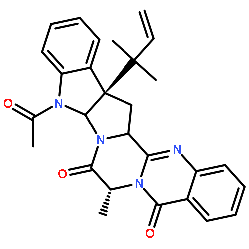 Indolo[3'',2'':4',5']pyrrolo[2',1':3,4]pyrazino[2,1-b]quinazoline-5,8(7H,9aH)-dione,10-acetyl-14b-(1,1-dimethyl-2-propen-1-yl)-10,14b,15,15a-tetrahydro-7-methyl-,(7R,9aR,14bR,15aS)-