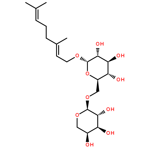 b-D-Glucopyranoside,(2E)-3,7-dimethyl-2,6-octadien-1-yl 6-O-a-L-arabinopyranosyl-