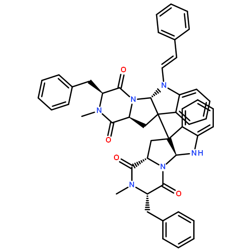 [10b,10'b-Bi-10bH-pyrazino[1',2':1,5]pyrrolo[2,3-b]indole]-1,1',4,4'-tetrone,2,2',3,3',5a,5'a,6,6',11,11',11a,11'a-dodecahydro-2,2'-dimethyl-6-[(1E)-2-phenylethenyl]-3,3'-bis(phenylmethyl)-,(3S,3'S,5aS,5'aS,10bS,10'bS,11aS,11'aS)-