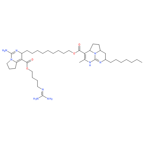 9-[1-amino-4-({4-[(diaminomethylidene)amino]butoxy}carbonyl)-3,5,6,7-tetrahydropyrrolo[1,2-c]pyrimidin-3-yl]nonyl (7S)-7-heptyl-4-methyl-2,2a,5,7,8,8a-hexahydro-1H-5,6,8b-triazaacenaphthylene-3-carboxylate