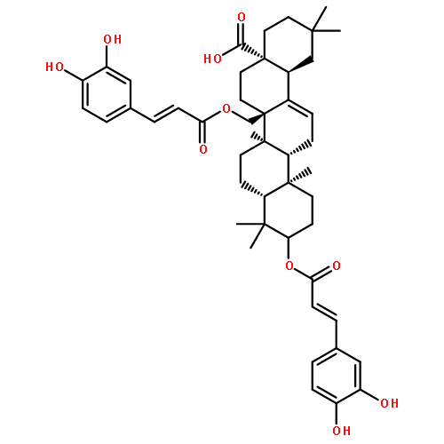 Olean-12-en-28-oic acid,
3,27-bis[[(2E)-3-(3,4-dihydroxyphenyl)-1-oxo-2-propenyl]oxy]-, (3b)-