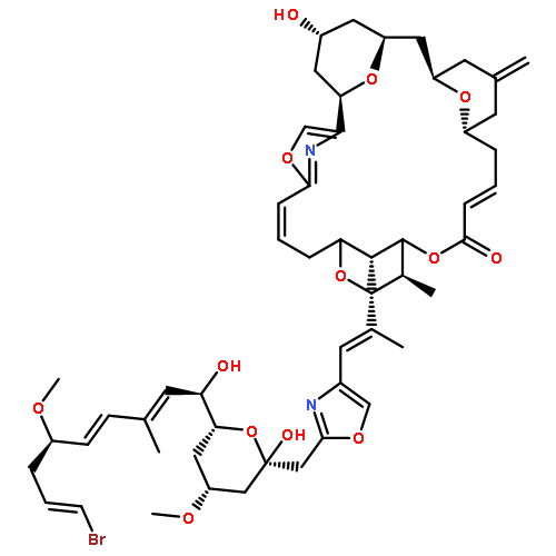 4,10,14,29,30-Pentaoxa-32-azapentacyclo[23.3.1.12,5.19,13.119,23]dotriaconta-2,5(32),6,16-tetraen-15-one,11-[(1E)-2-[2-[[(2S,4R,6R)-6-[(1R,2E,4E,6R,8E)-9-bromo-1-hydroxy-6-methoxy-3-methyl-2,4,8-nonatrien-1-yl]tetrahydro-2-hydroxy-4-methoxy-2H-pyran-2-yl]methyl]-4-oxazolyl]-1-methylethenyl]-27-hydroxy-12,31-dimethyl-21-methylene-,(1R,9R,11R,12R,13S,19S,23R,25S,27R,31S)-