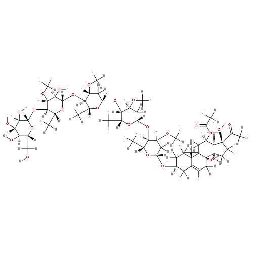 metaplexigenin 3-O-beta-D-glucopyranosyl-(1->4)-b-(6-deoxy-3-O-methyl)-D-allopyranosyl-(1->4)-beta-D-oleandropyranosyl-(1->4)-beta-D-cymaropyranosyl-(1->4)-beta-cymaropyranose