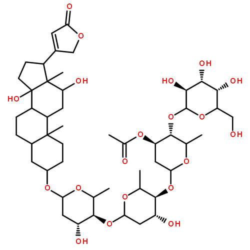 Card-20(22)-enolide,3-[(O-b-D-glucopyranosyl-(1®4)-O-3-O-acetyl-2,6-dideoxy-b-D-ribo-hexopyranosyl-(1®4)-O-2,6-dideoxy-b-D-ribo-hexopyranosyl-(1®4)-2,6-dideoxy-b-D-ribo-hexopyranosyl)oxy]-12,14-dihydroxy-,(3b,5b,12b)-