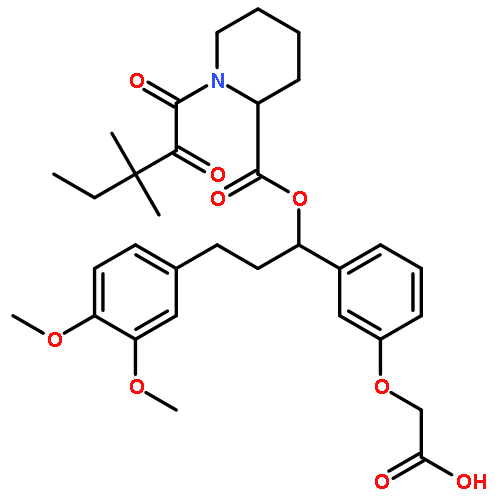 2-Piperidinecarboxylic acid, 1-(3,3-dimethyl-1,2-dioxopentyl)-,(1R)-1-[3-(carboxymethoxy)phenyl]-3-(3,4-dimethoxyphenyl)propylester, (2S)-