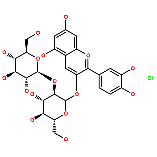 1-Benzopyrylium, 2-(3,4-dihydroxyphenyl)-3-[(2-O-β-D-glucopyranosyl-D-glucopyranosyl)oxy]-5,7-dihydroxy-, chloride (1:1)