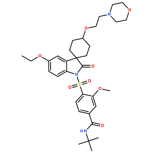 Benzamide,N-(1,1-dimethylethyl)-4-[[cis-5'-ethoxy-4-[2-(4-morpholinyl)ethoxy]-2'-oxospiro[cyclohexane-1,3'-[3H]indol]-1'(2'H)-yl]sulfonyl]-3-methoxy-