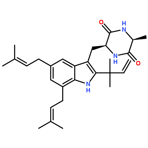 2,5-Piperazinedione,3-[[2-(1,1-dimethyl-2-propen-1-yl)-5,7-bis(3-methyl-2-buten-1-yl)-1H-indol-3-yl]methyl]-6-methyl-,(3S,6S)-