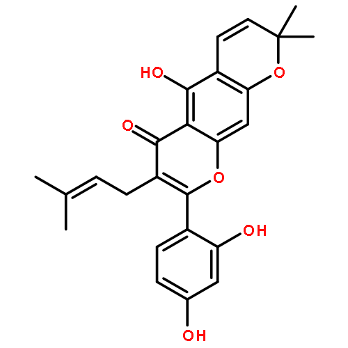 2-(2,4-dihydroxy-phenyl)-5-hydroxy-8,8-dimethyl-3-(3-methyl-but-2-enyl)-8H-pyrano[3,2-g]chromen-4-one