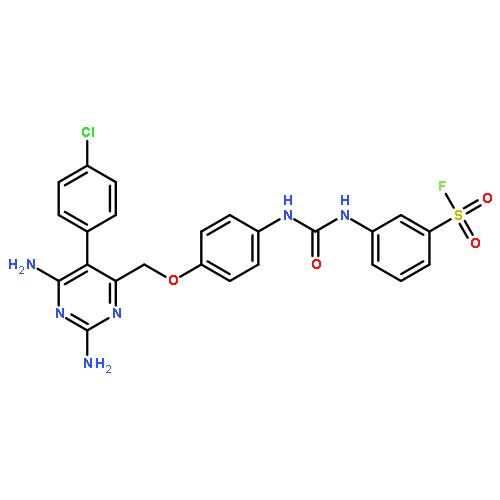 3-{[(4-{[2,6-diamino-5-(4-chlorophenyl)pyrimidin-4-yl]methoxy}phenyl)carbamoyl]amino}benzenesulfonyl fluoride