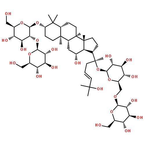 (3beta,12beta,23E)-20-[(6-O-beta-D-glucopyranosyl-beta-D-glucopyranosyl)oxy]-12,25-dihydroxydammar-23-en-3-yl 2-O-beta-D-glucopyranosyl-beta-D-glucopyranoside