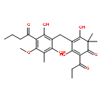 4-(3-butanoyl-2,6-dihydroxy-4-methoxy-5-methylbenzyl)-3,5-dihydroxy-6,6-dimethyl-2-propanoylcyclohexa-2,4-dien-1-one