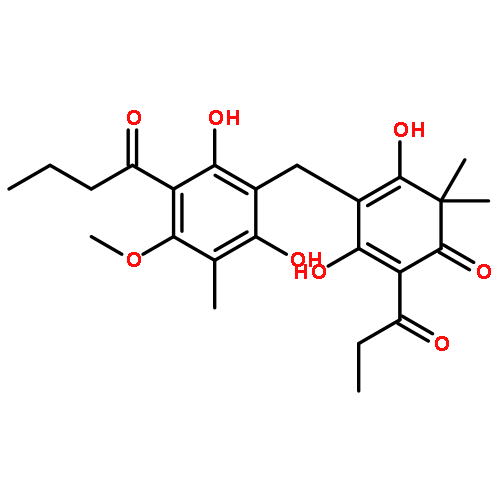 4-(3-butanoyl-2,6-dihydroxy-4-methoxy-5-methylbenzyl)-3,5-dihydroxy-6,6-dimethyl-2-propanoylcyclohexa-2,4-dien-1-one