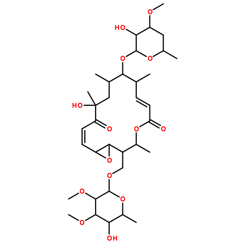 4,17-DIOXABICYCLO[14.1.0]HEPTADECA-6,14-DIENE-5,13-DIONE, 2-[[(6-DEOXY-2,3-DI-O-METHYL-.BETA.-D-ALLOPYRANOSYL)OXY]METHYL]-9-[(4,6-DIDEOXY-3-O-METHYL-.BETA.-D-XYLO-HEXOPYRANOSYL)OXY]-12-HYDROXY-3,8,10,12-TETRAMETHYL- 