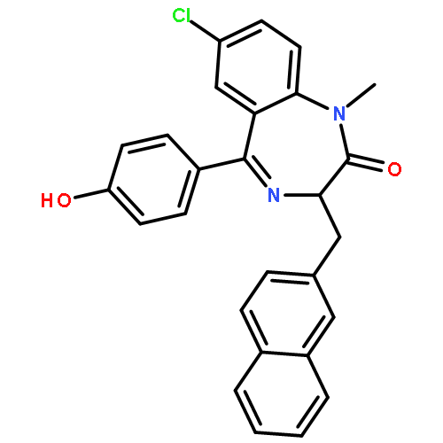 7-Chloro-5-(4-hydroxyphenyl)-1-methyl-3-(2-naphthylmethyl)-2,3-dihydro-1H-1,4-benzodiazepin-2-one