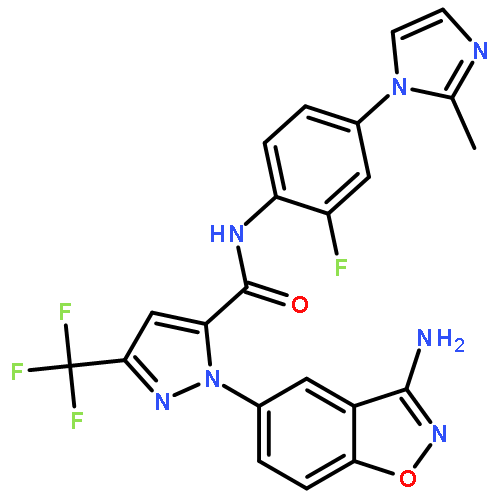 1H-Pyrazole-5-carboxamide,1-(3-amino-1,2-benzisoxazol-5-yl)-N-[2-fluoro-4-(2-methyl-1H-imidazol-1-yl)phenyl]-3-(trifluoromethyl)-