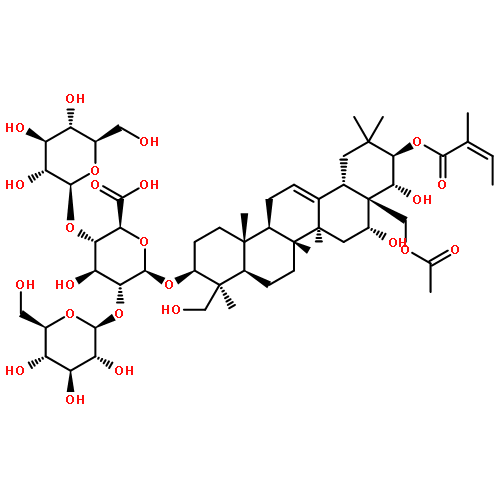 â-D-Glucopyranosiduronic acid,(3â,4â,16R,21â,22R)-28-(acetyloxy)-16,- 22,23-trihydroxy-21-[[(2Z)-2-methyl-1-oxo- 2-butenyl]oxy]olean-12-en-3-yl O-â-D-glucopyranosyl-(1f2)-O-[â-Dglucopyranosyl-( 1f4)]- 